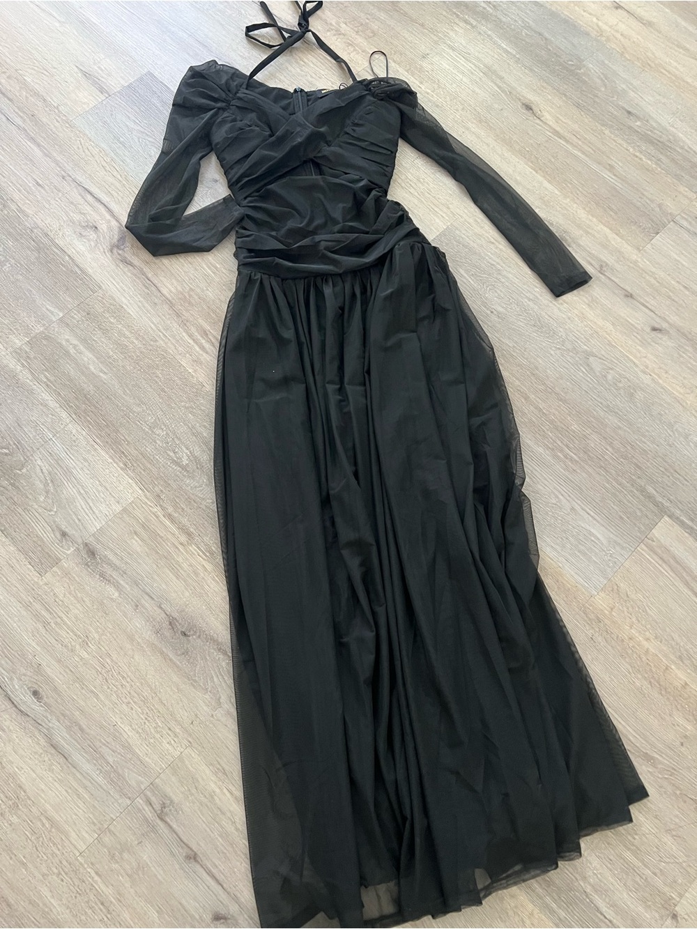 Fashion Nova Black Off-Shoulder Maxi Tulle Gown